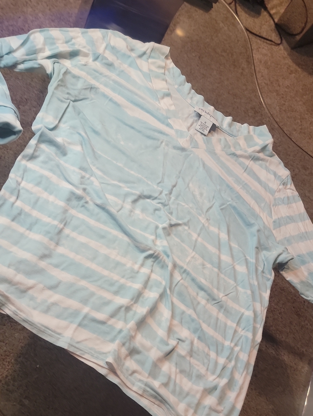 Soft Light Blue & White Striped Kids Top